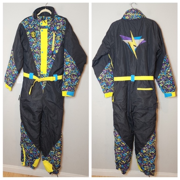 Tipsy Elves Retro Ski Suit with Multicolor Design - Picture 1 of 9
